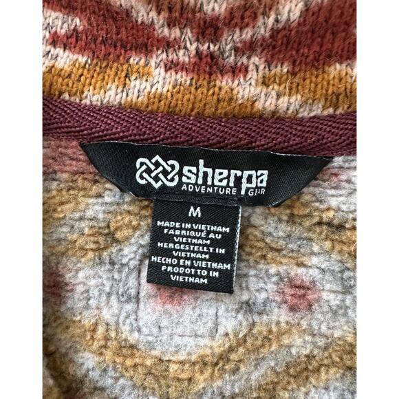 Sherpa Aztec Lumbini Fleece Pullover Size Medium Women’s Maroon 1/4 Snap - Picture 3 of 7